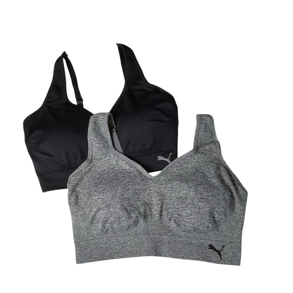 PUMA Women's Black & Gray Seamless Sports Bras - 2 Pack XL